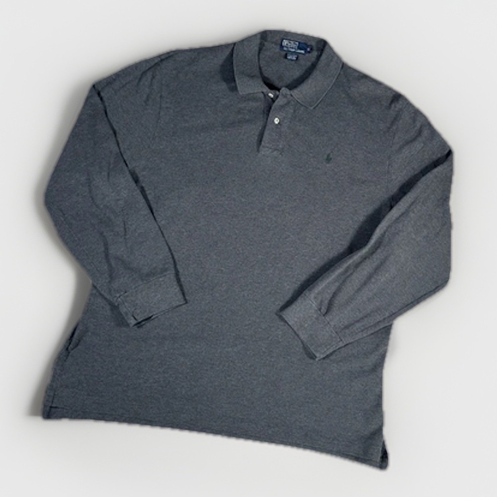 Polo Ralph Lauren Men's 100% Cotton Long Sleeve Button Shirt Gray Textured XL